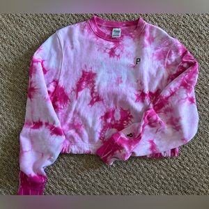 PINK 3/4 cinch sweatshirt tie dye